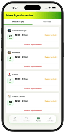 Agendamentos no app LinkBR